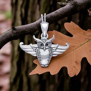Cari Buziak Designed Owl Wisdom Sterling Silver Pendant
